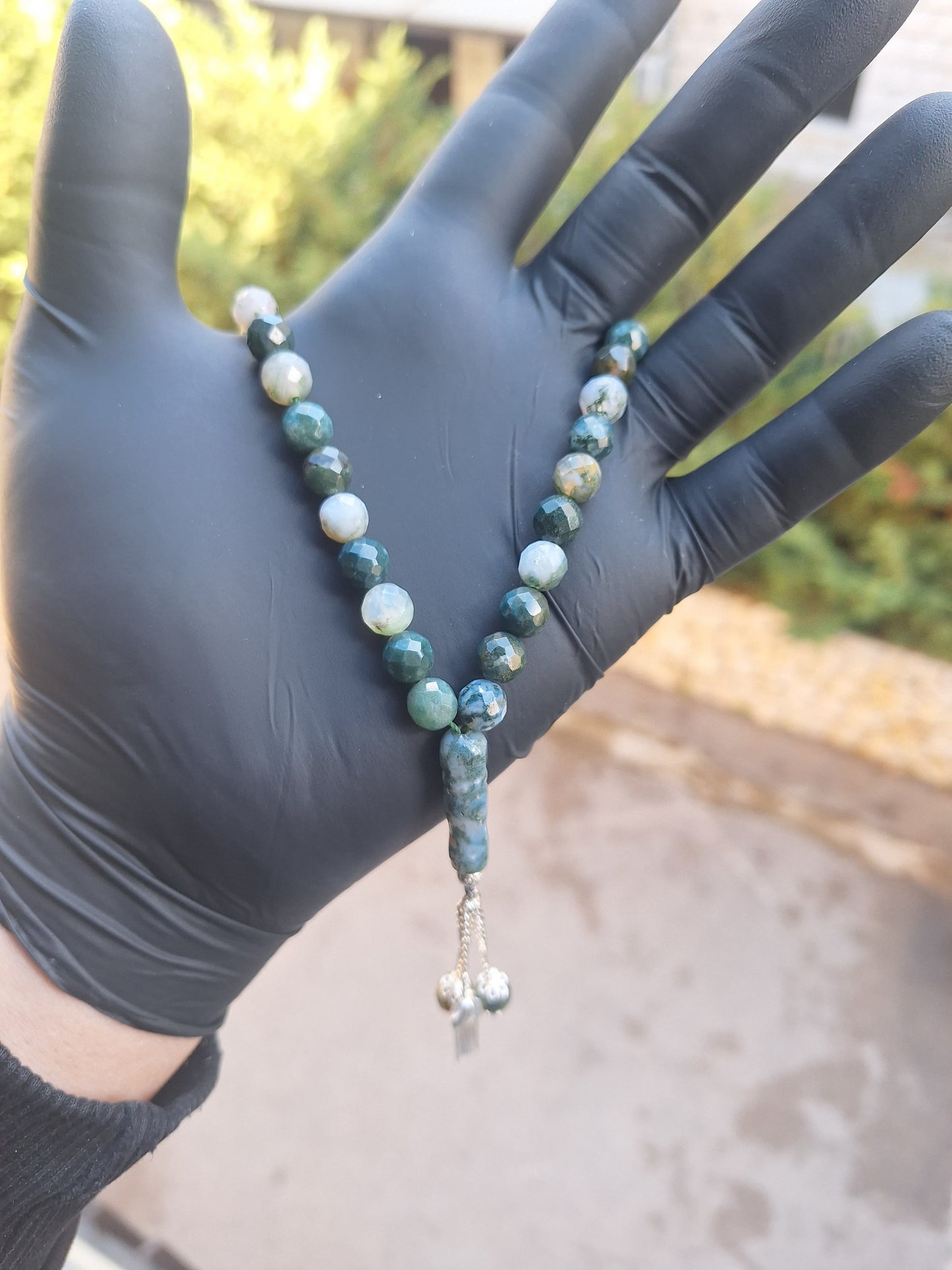 Green Moss Agate Rosary